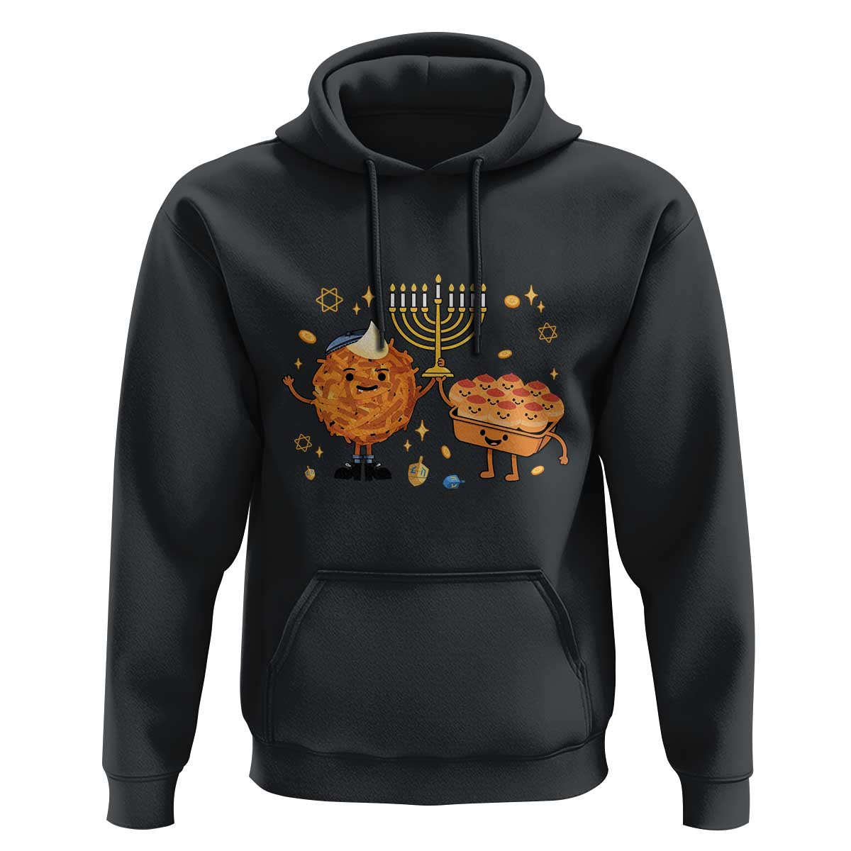 Hanukkah Sufganiyah And Latke Lifting Menorah Hoodie Funny Holiday Gift - Wonder Print Shop