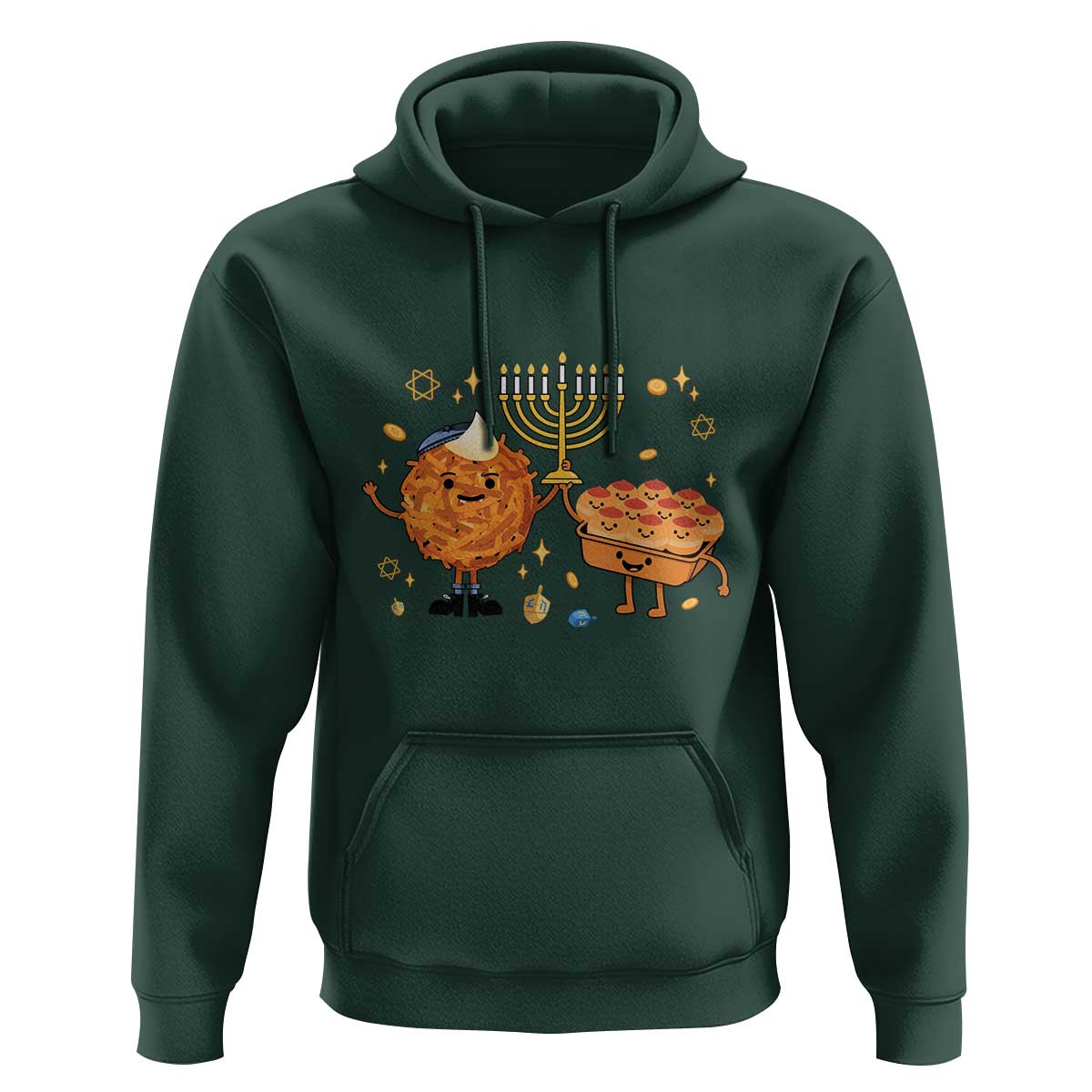 Hanukkah Sufganiyah And Latke Lifting Menorah Hoodie Funny Holiday Gift - Wonder Print Shop