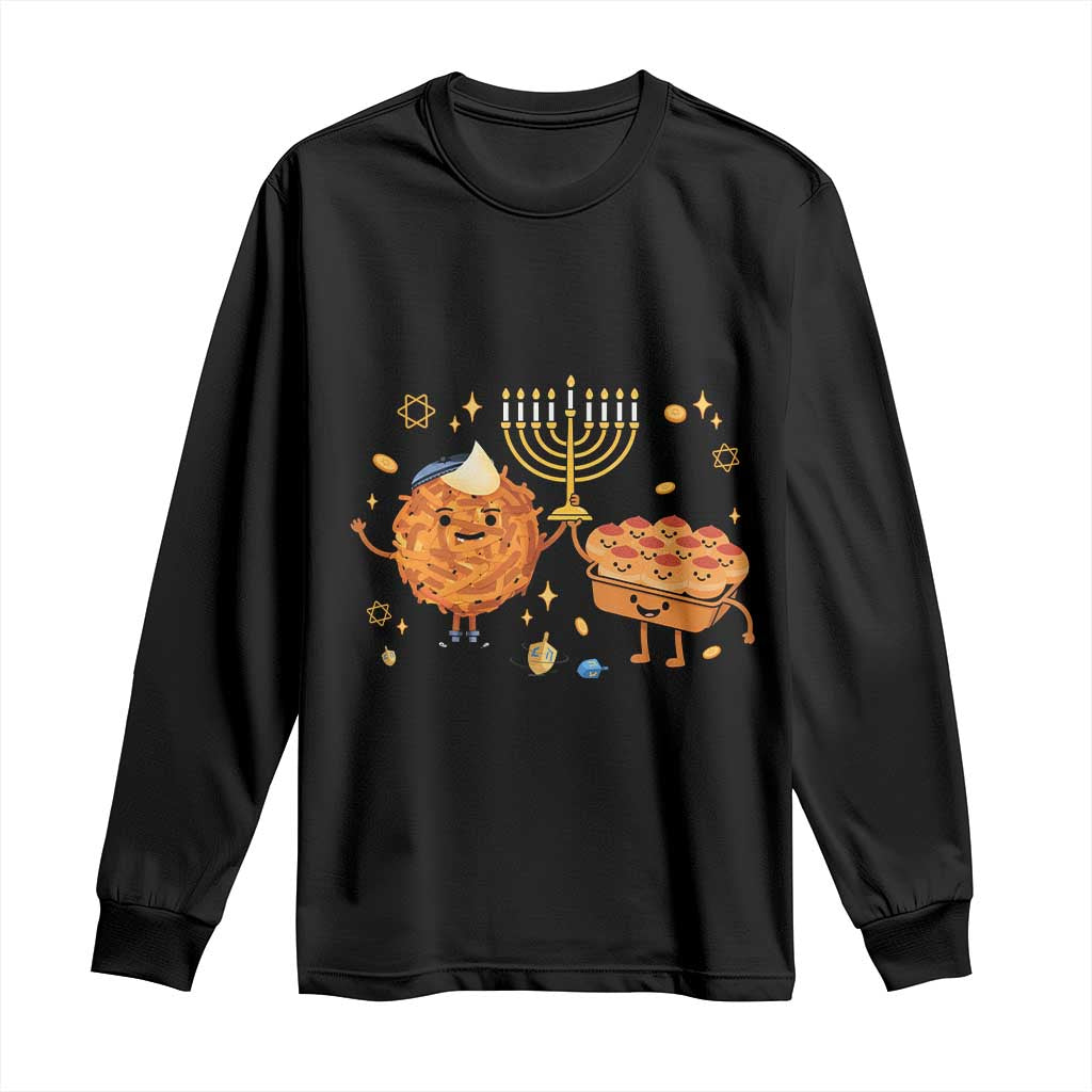Hanukkah Sufganiyah And Latke Lifting Menorah Long Sleeve Shirt Funny Holiday Gift - Wonder Print Shop