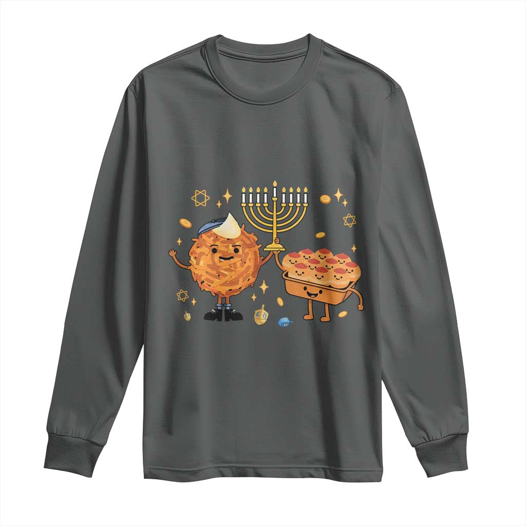 Hanukkah Sufganiyah And Latke Lifting Menorah Long Sleeve Shirt Funny Holiday Gift - Wonder Print Shop
