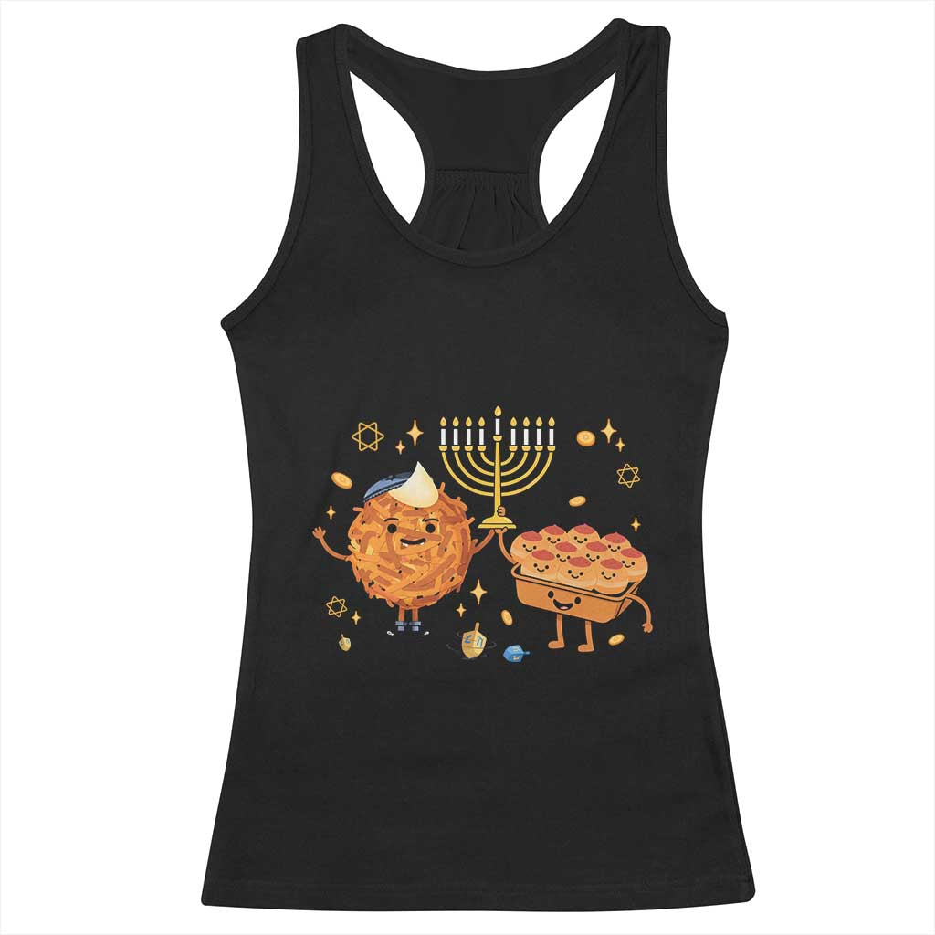 Hanukkah Sufganiyah And Latke Lifting Menorah Racerback Tank Top Funny Holiday Gift - Wonder Print Shop