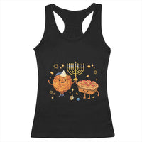 Hanukkah Sufganiyah And Latke Lifting Menorah Racerback Tank Top Funny Holiday Gift - Wonder Print Shop