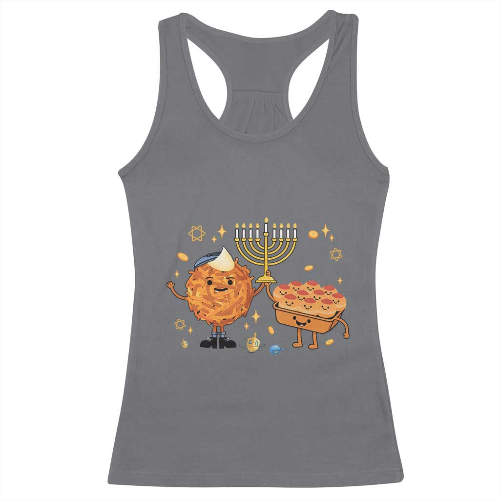 Hanukkah Sufganiyah And Latke Lifting Menorah Racerback Tank Top Funny Holiday Gift - Wonder Print Shop