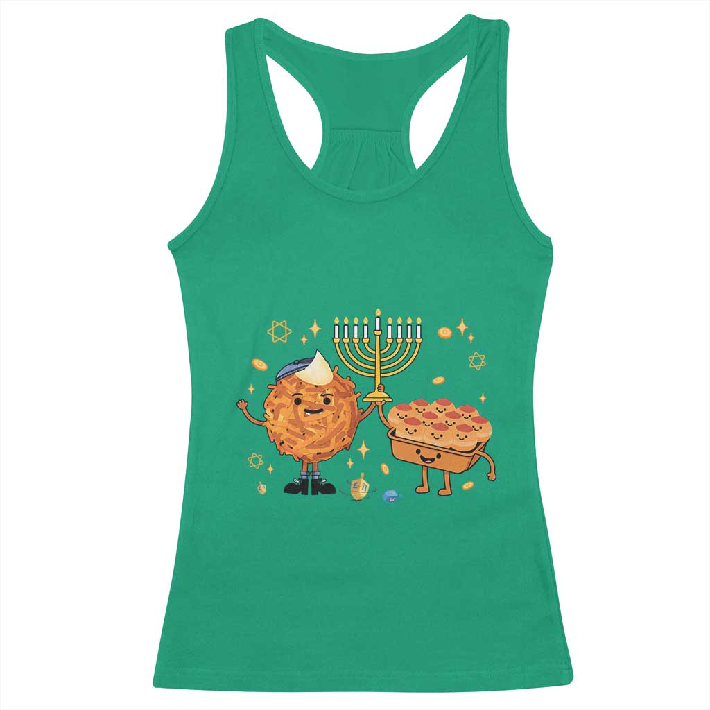 Hanukkah Sufganiyah And Latke Lifting Menorah Racerback Tank Top Funny Holiday Gift - Wonder Print Shop