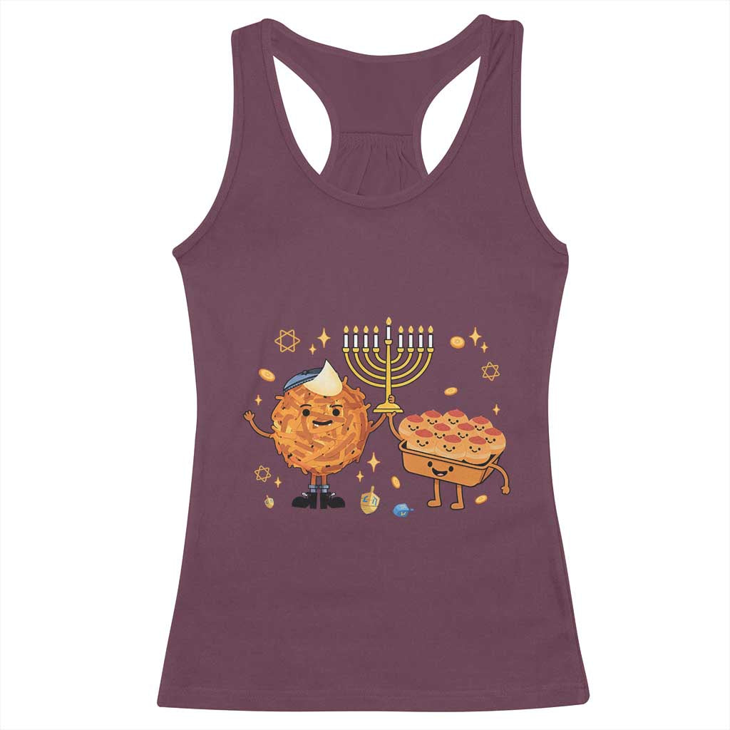 Hanukkah Sufganiyah And Latke Lifting Menorah Racerback Tank Top Funny Holiday Gift - Wonder Print Shop