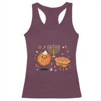 Hanukkah Sufganiyah And Latke Lifting Menorah Racerback Tank Top Funny Holiday Gift - Wonder Print Shop