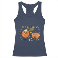 Hanukkah Sufganiyah And Latke Lifting Menorah Racerback Tank Top Funny Holiday Gift - Wonder Print Shop