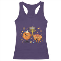 Hanukkah Sufganiyah And Latke Lifting Menorah Racerback Tank Top Funny Holiday Gift - Wonder Print Shop
