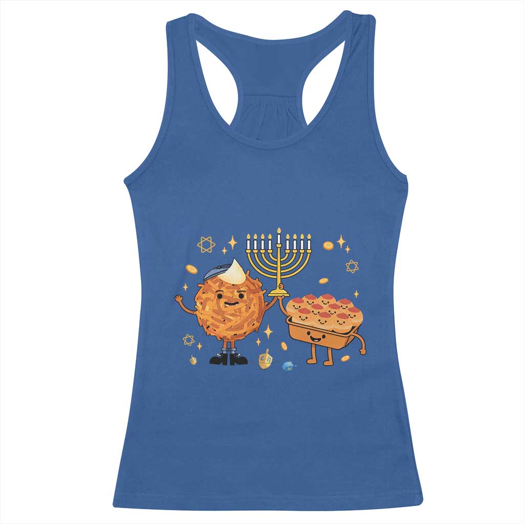 Hanukkah Sufganiyah And Latke Lifting Menorah Racerback Tank Top Funny Holiday Gift - Wonder Print Shop
