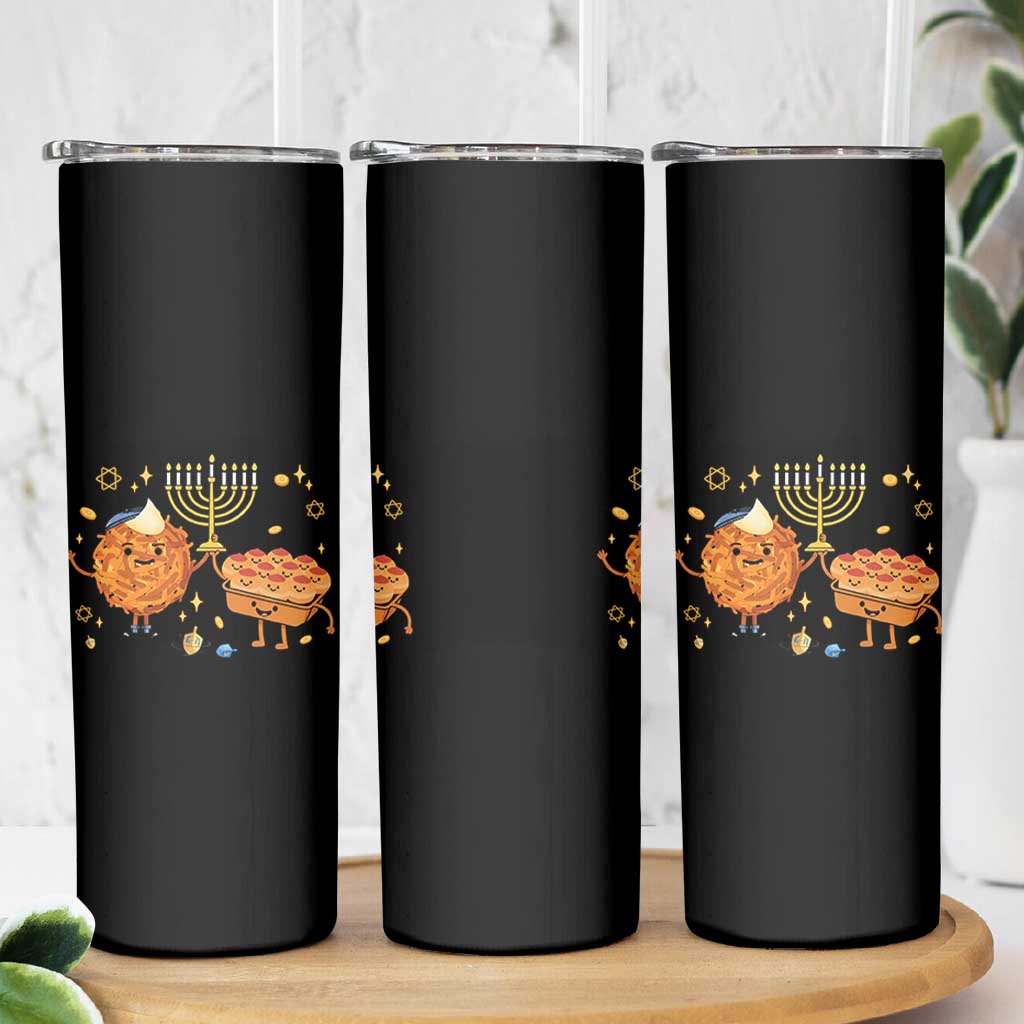 Hanukkah Sufganiyah And Latke Lifting Menorah Skinny Tumbler Funny Holiday Gift - Wonder Print Shop