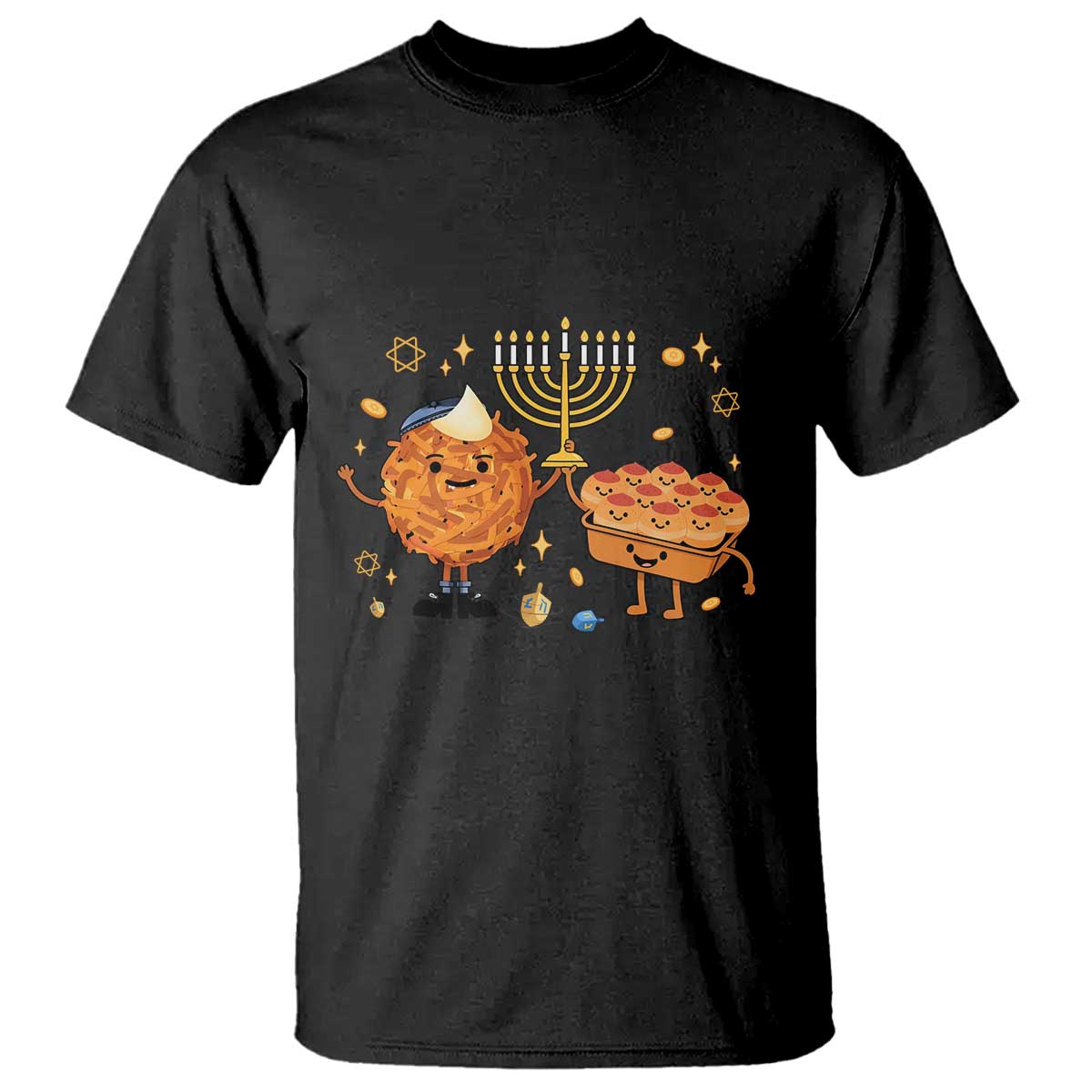 Hanukkah Sufganiyah And Latke Lifting Menorah T Shirt Funny Holiday Gift - Wonder Print Shop