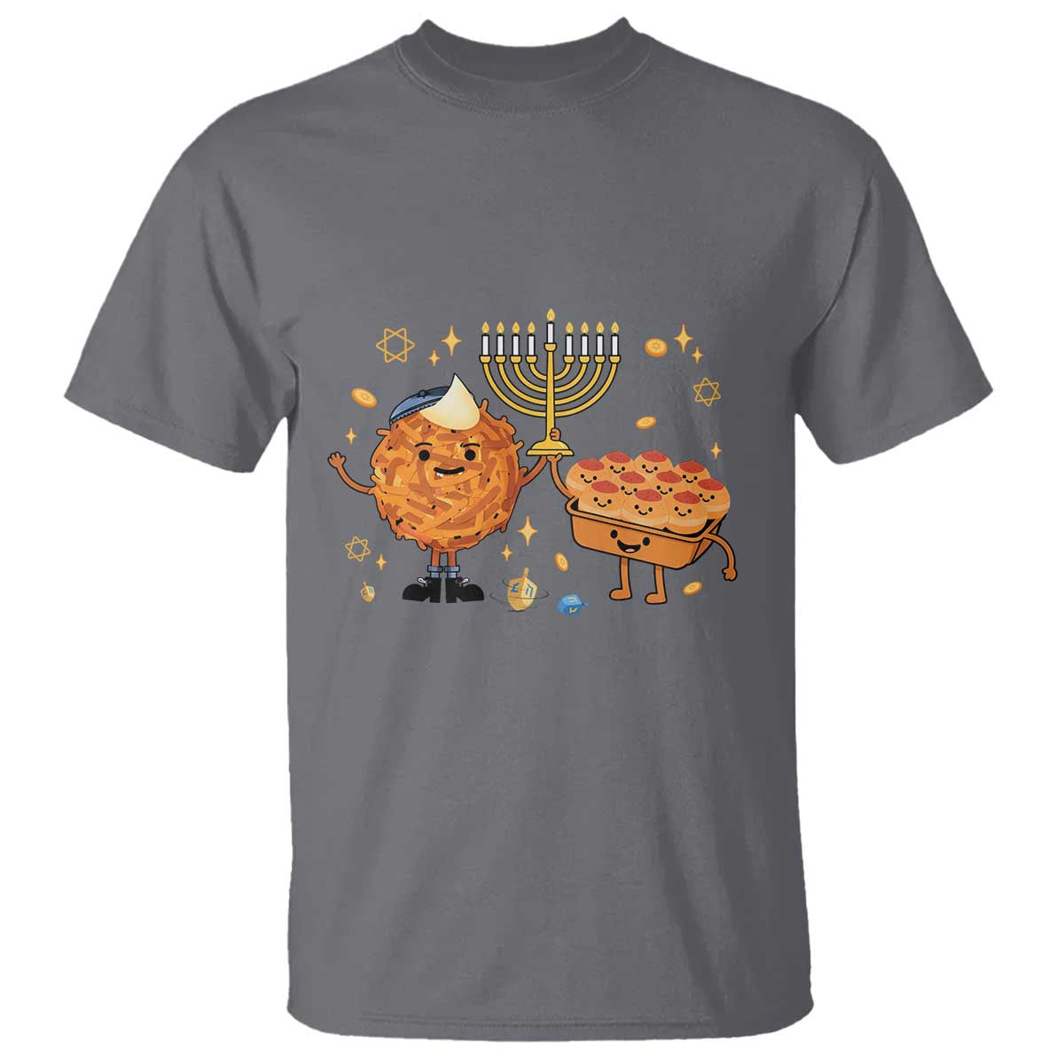 Hanukkah Sufganiyah And Latke Lifting Menorah T Shirt Funny Holiday Gift - Wonder Print Shop