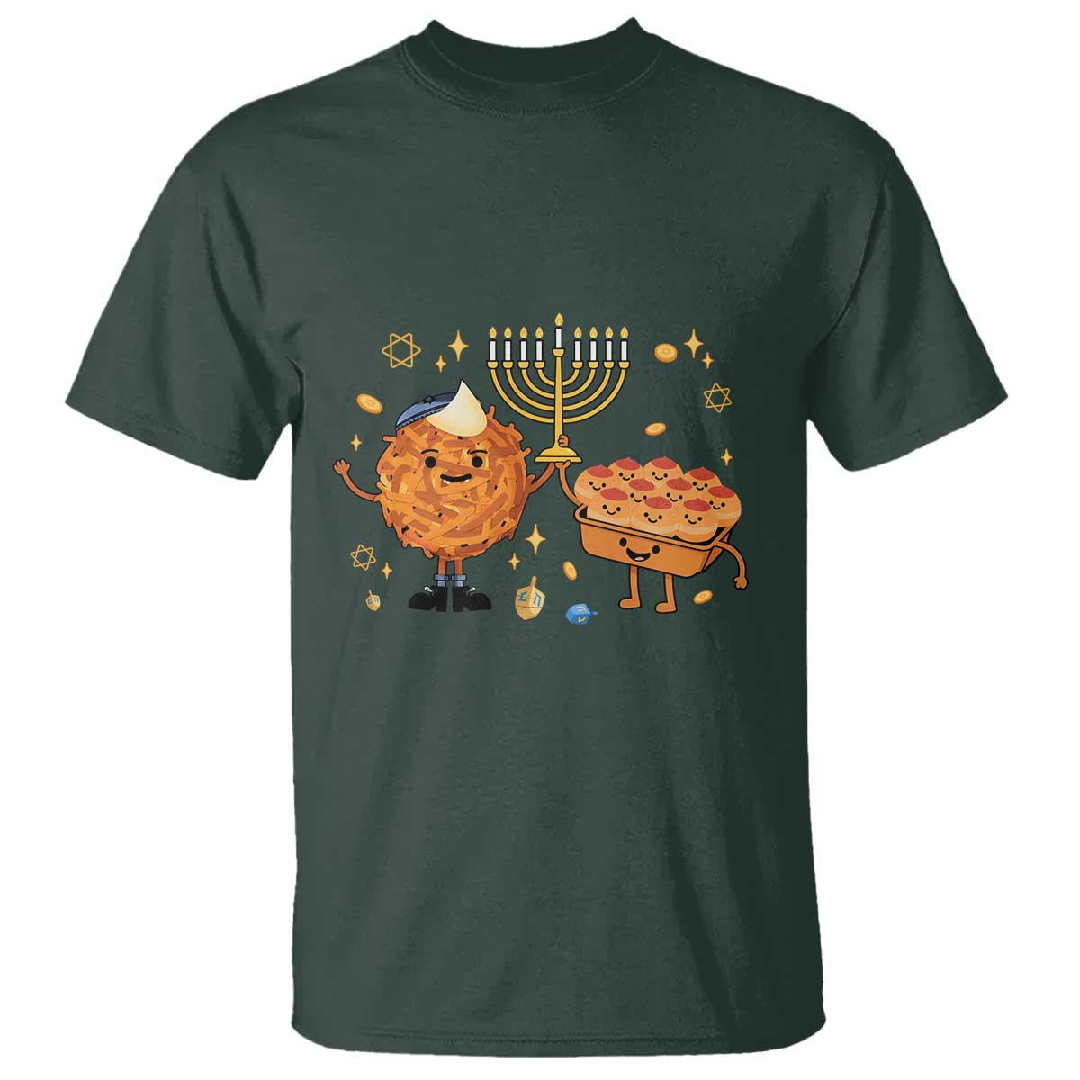 Hanukkah Sufganiyah And Latke Lifting Menorah T Shirt Funny Holiday Gift - Wonder Print Shop
