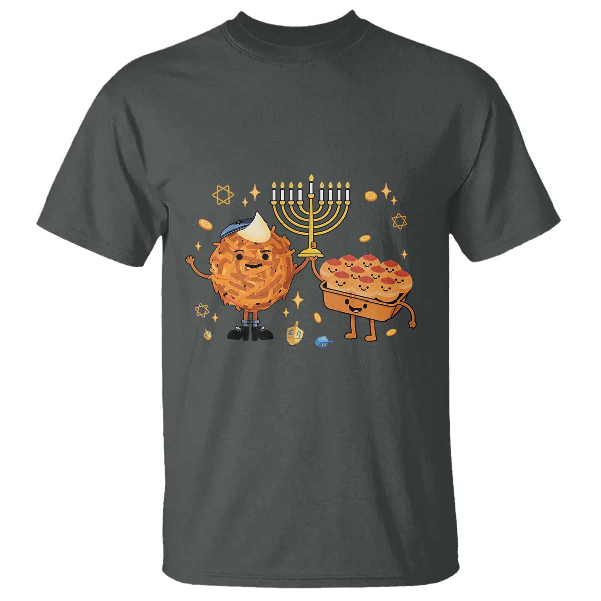Hanukkah Sufganiyah And Latke Lifting Menorah T Shirt Funny Holiday Gift - Wonder Print Shop