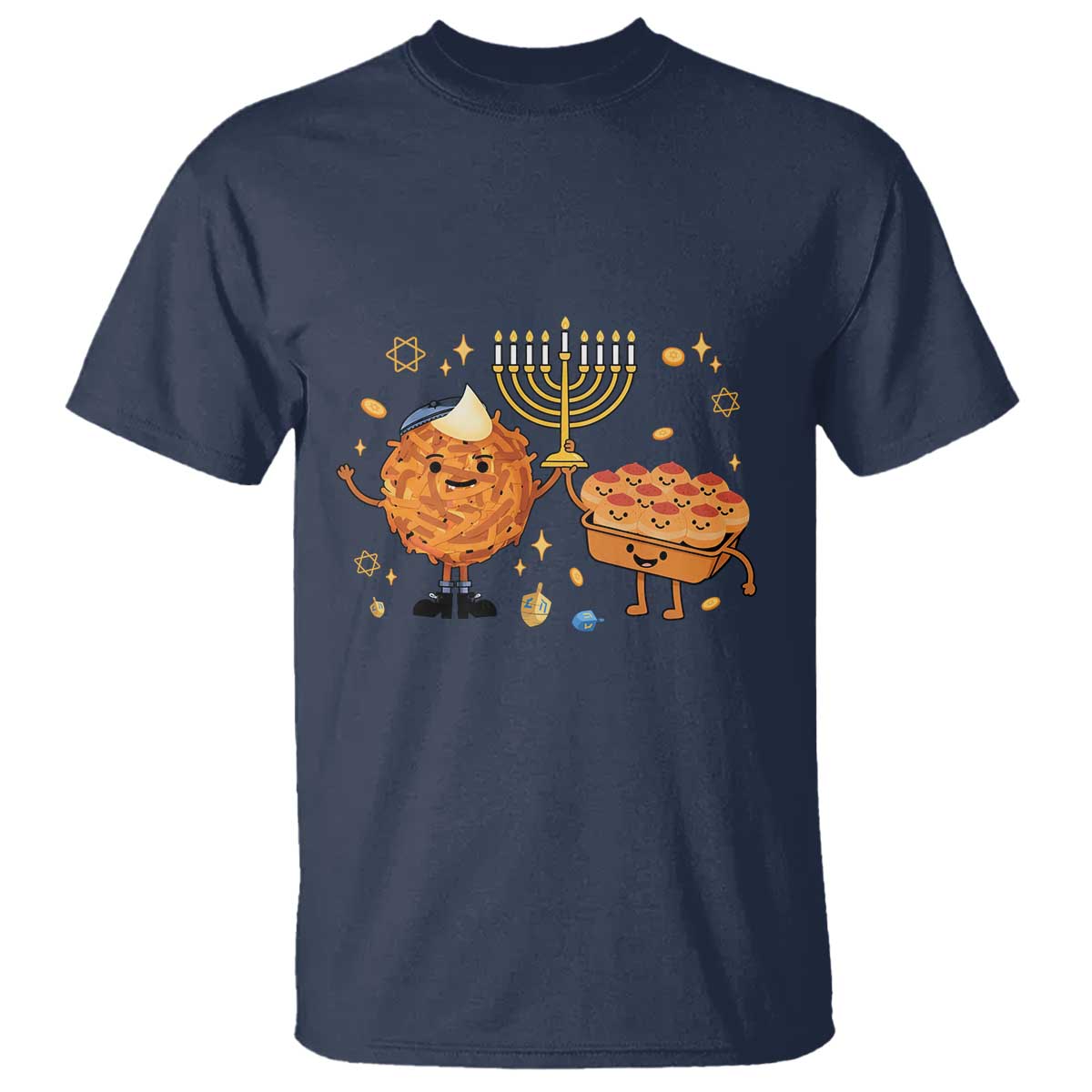 Hanukkah Sufganiyah And Latke Lifting Menorah T Shirt Funny Holiday Gift - Wonder Print Shop