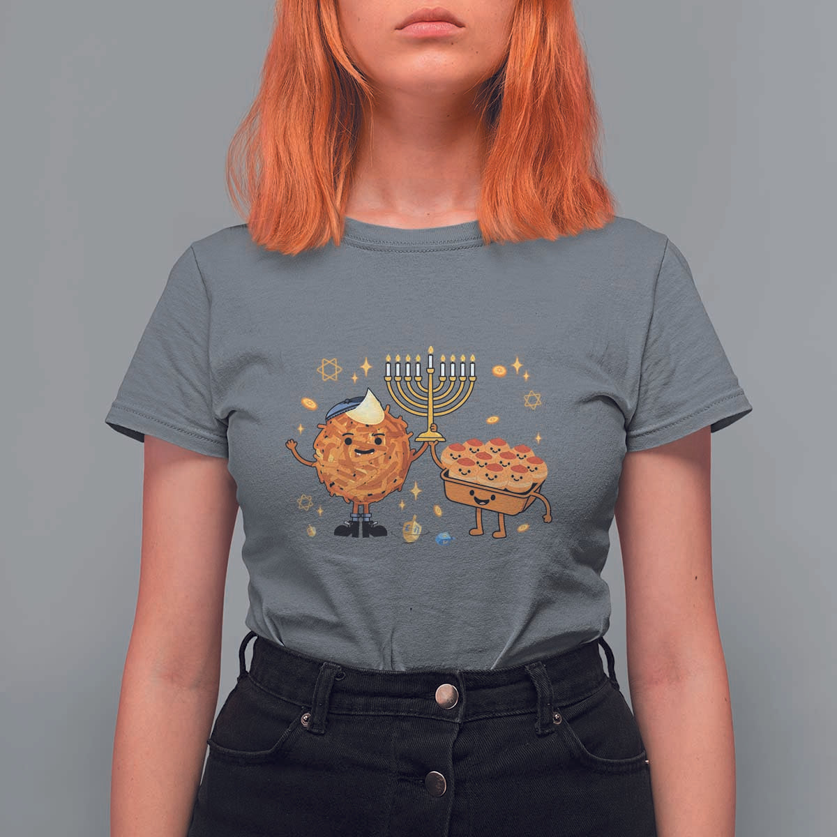 Hanukkah Sufganiyah And Latke Lifting Menorah T Shirt For Women Funny Holiday Gift - Wonder Print Shop