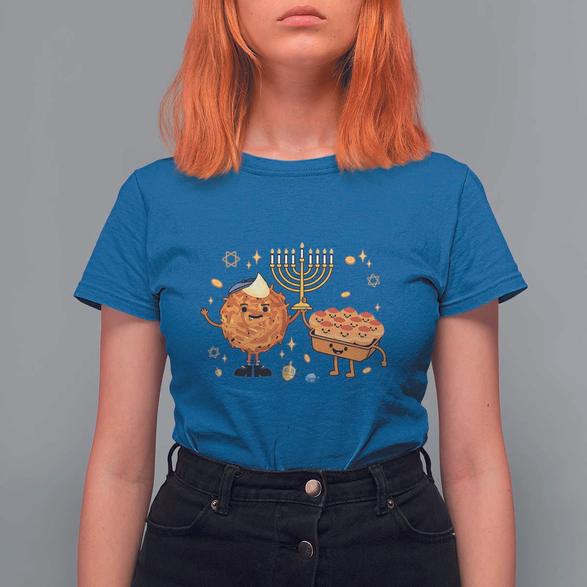 Hanukkah Sufganiyah And Latke Lifting Menorah T Shirt For Women Funny Holiday Gift - Wonder Print Shop