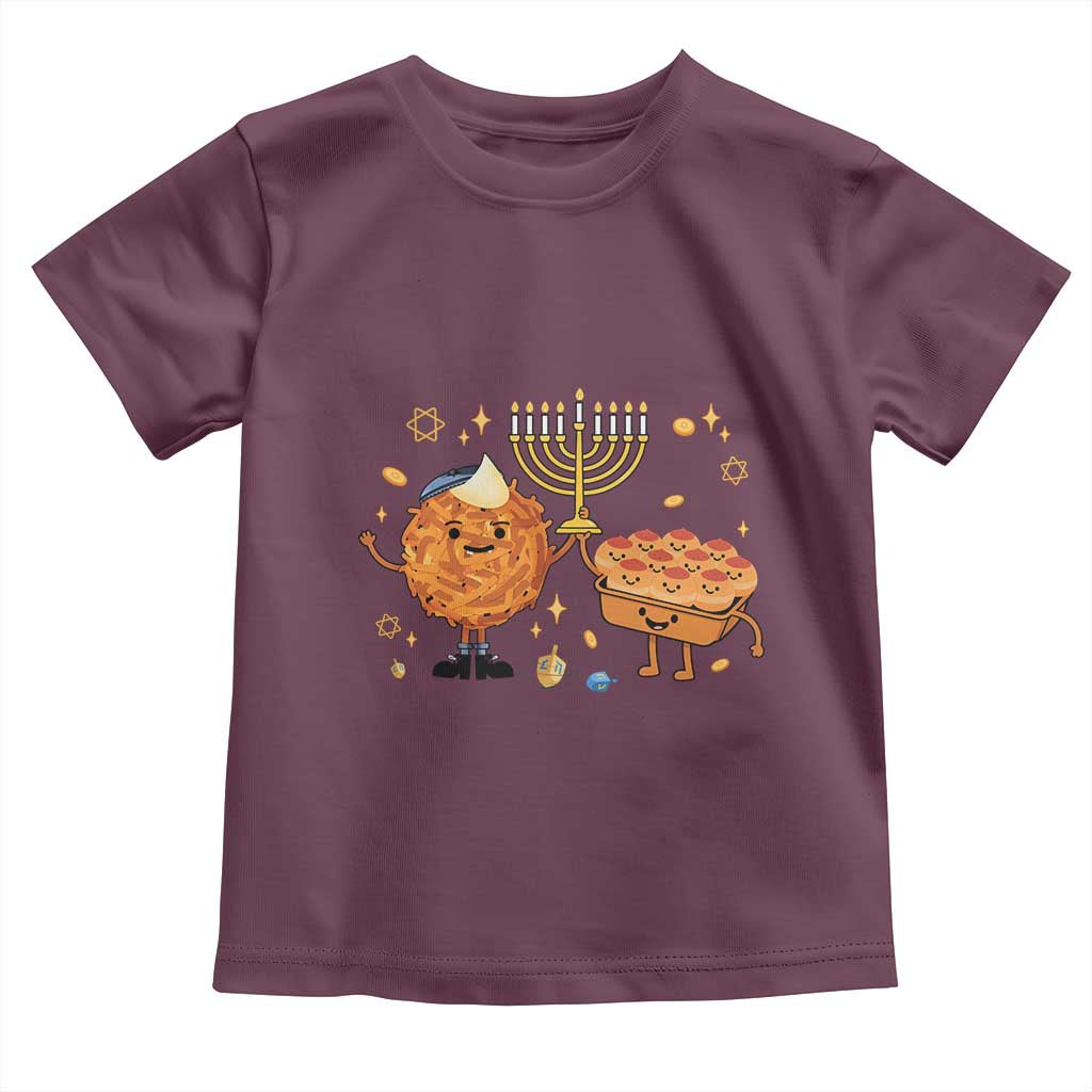 Hanukkah Sufganiyah And Latke Lifting Menorah Toddler T Shirt Funny Holiday Gift - Wonder Print Shop