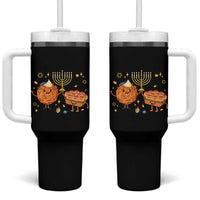 Hanukkah Sufganiyah And Latke Lifting Menorah Tumbler With Handle Funny Holiday Gift - Wonder Print Shop