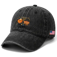 Hanukkah Sufganiyah And Latke Lifting Menorah Washed Cotton Baseball Cap Funny Holiday Gift