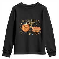 Hanukkah Sufganiyah And Latke Lifting Menorah Youth Sweatshirt Funny Holiday Gift - Wonder Print Shop