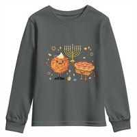 Hanukkah Sufganiyah And Latke Lifting Menorah Youth Sweatshirt Funny Holiday Gift - Wonder Print Shop