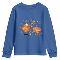 Hanukkah Sufganiyah And Latke Lifting Menorah Youth Sweatshirt Funny Holiday Gift - Wonder Print Shop