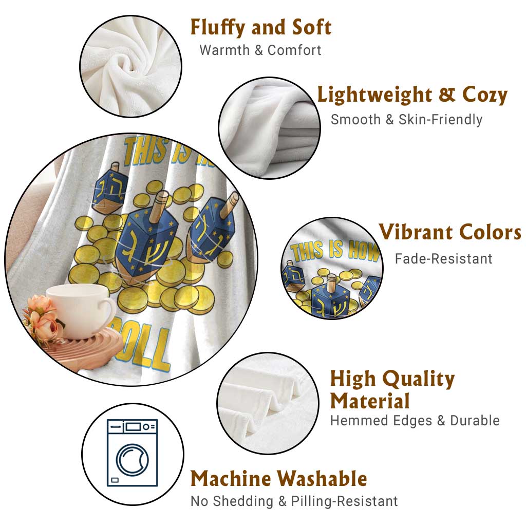 Funny Hanukkah Dreidel Throw Blanket This Is How I Roll Gift - Wonder Print Shop