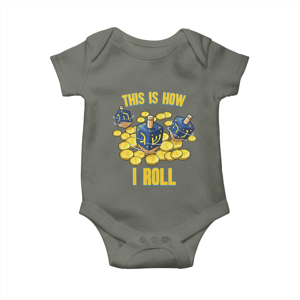 Funny Hanukkah Dreidel Baby Onesie This Is How I Roll Gift - Wonder Print Shop