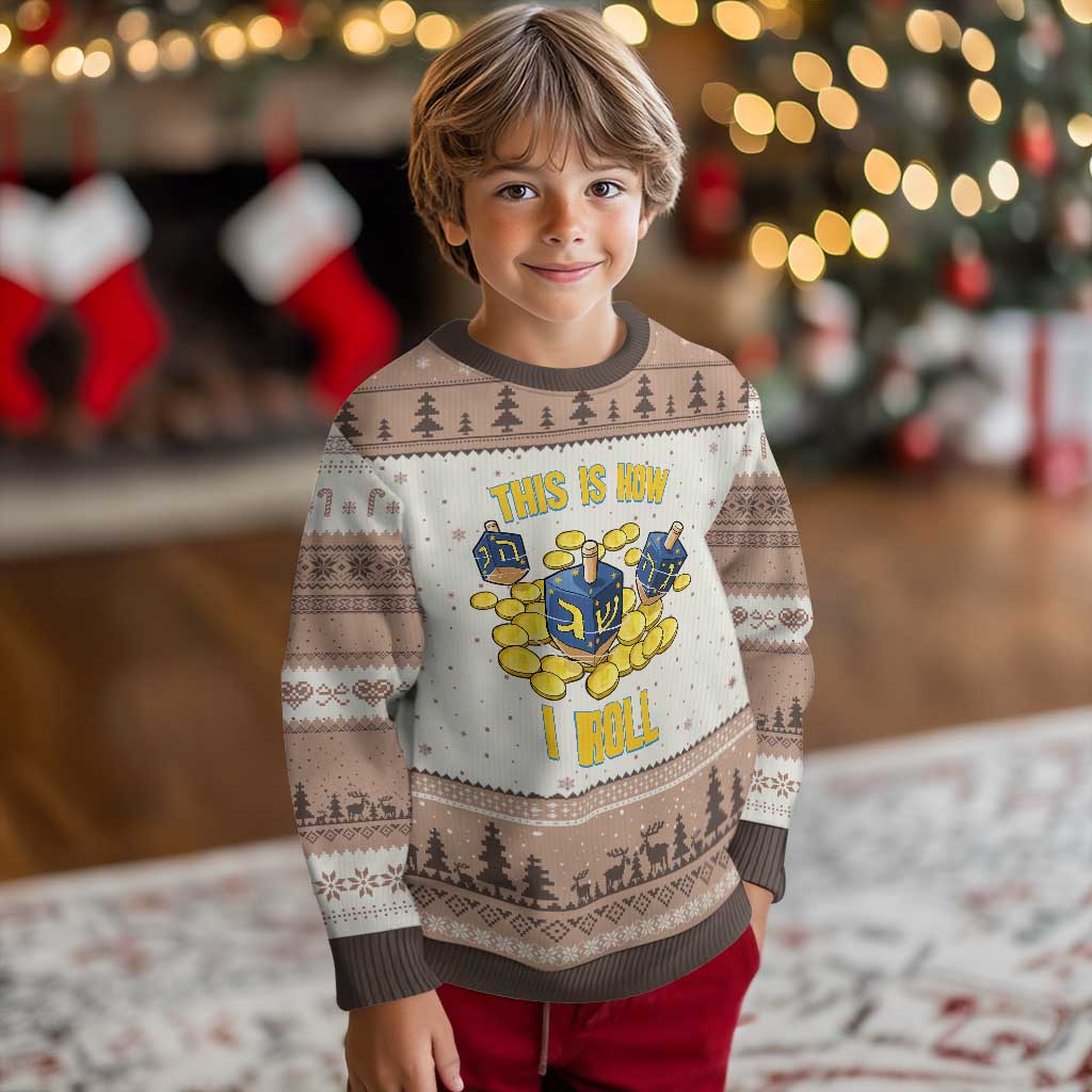 Funny Hanukkah Dreidel Ugly Christmas Sweater This Is How I Roll Gift - Wonder Print Shop
