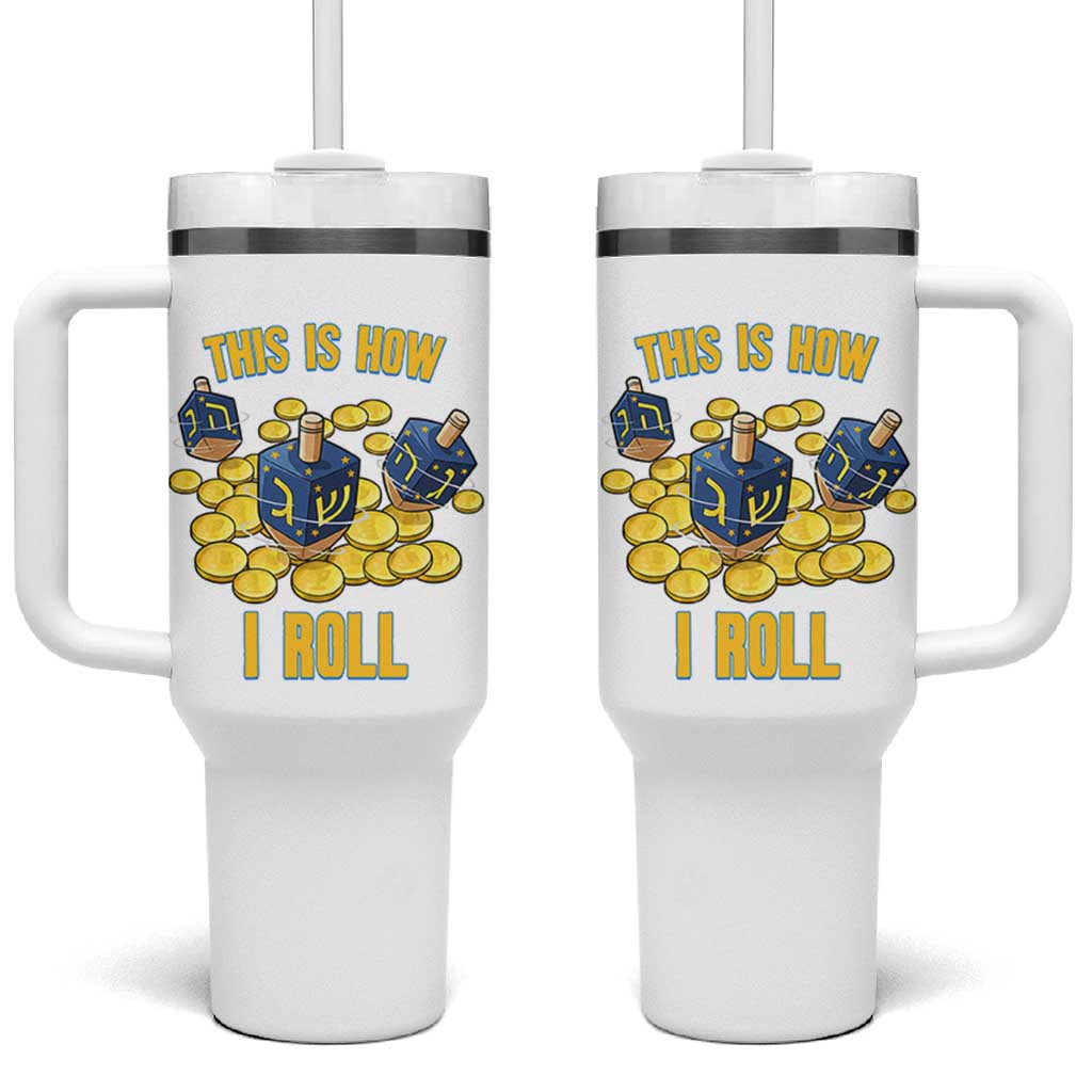 Funny Hanukkah Dreidel Tumbler With Handle This Is How I Roll Gift - Wonder Print Shop