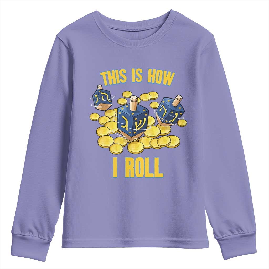 Funny Hanukkah Dreidel Youth Sweatshirt This Is How I Roll Gift - Wonder Print Shop