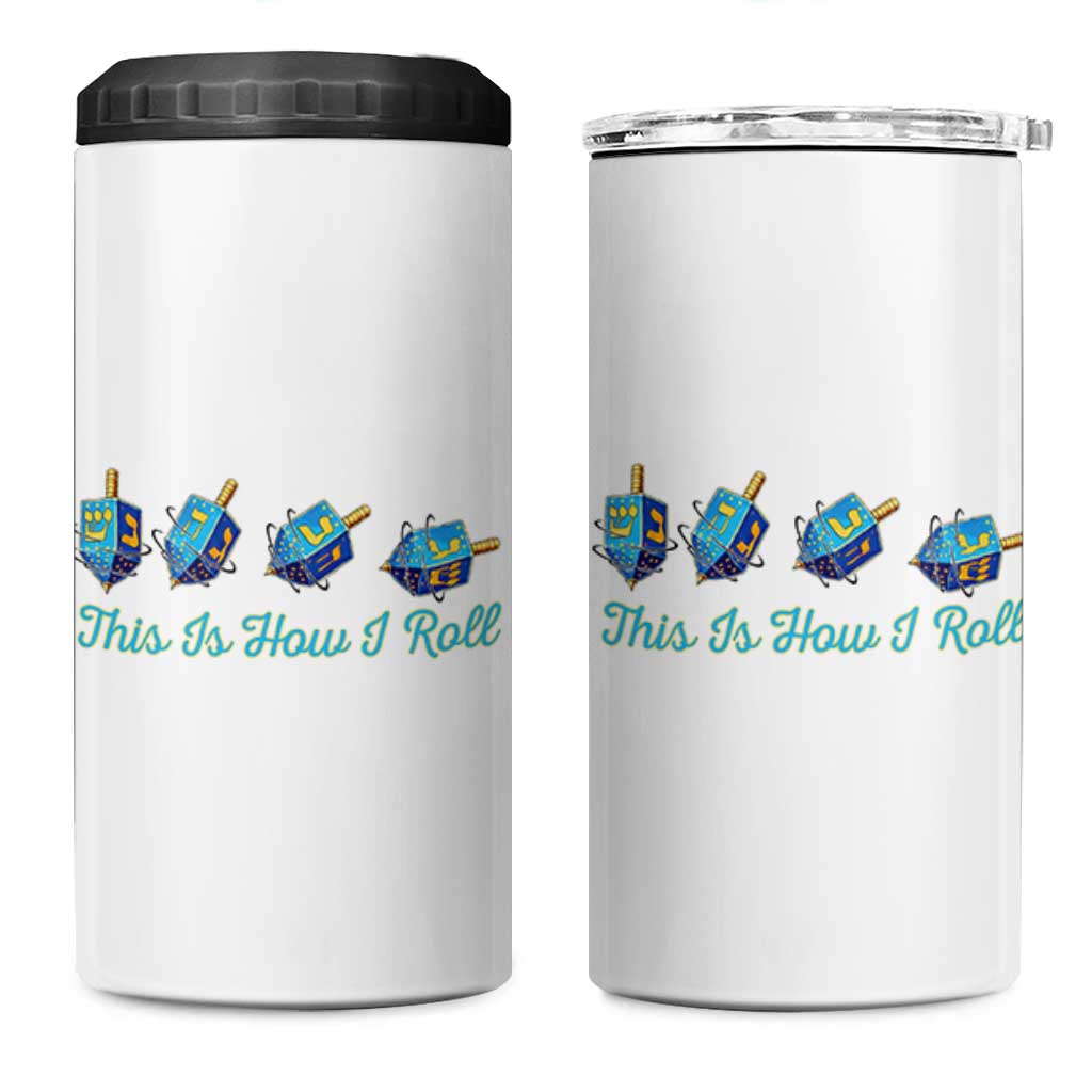 Hanukkah Dreidel 4 in 1 Can Cooler Tumbler This Is How I Roll Jewish Holiday Gift - Wonder Print Shop