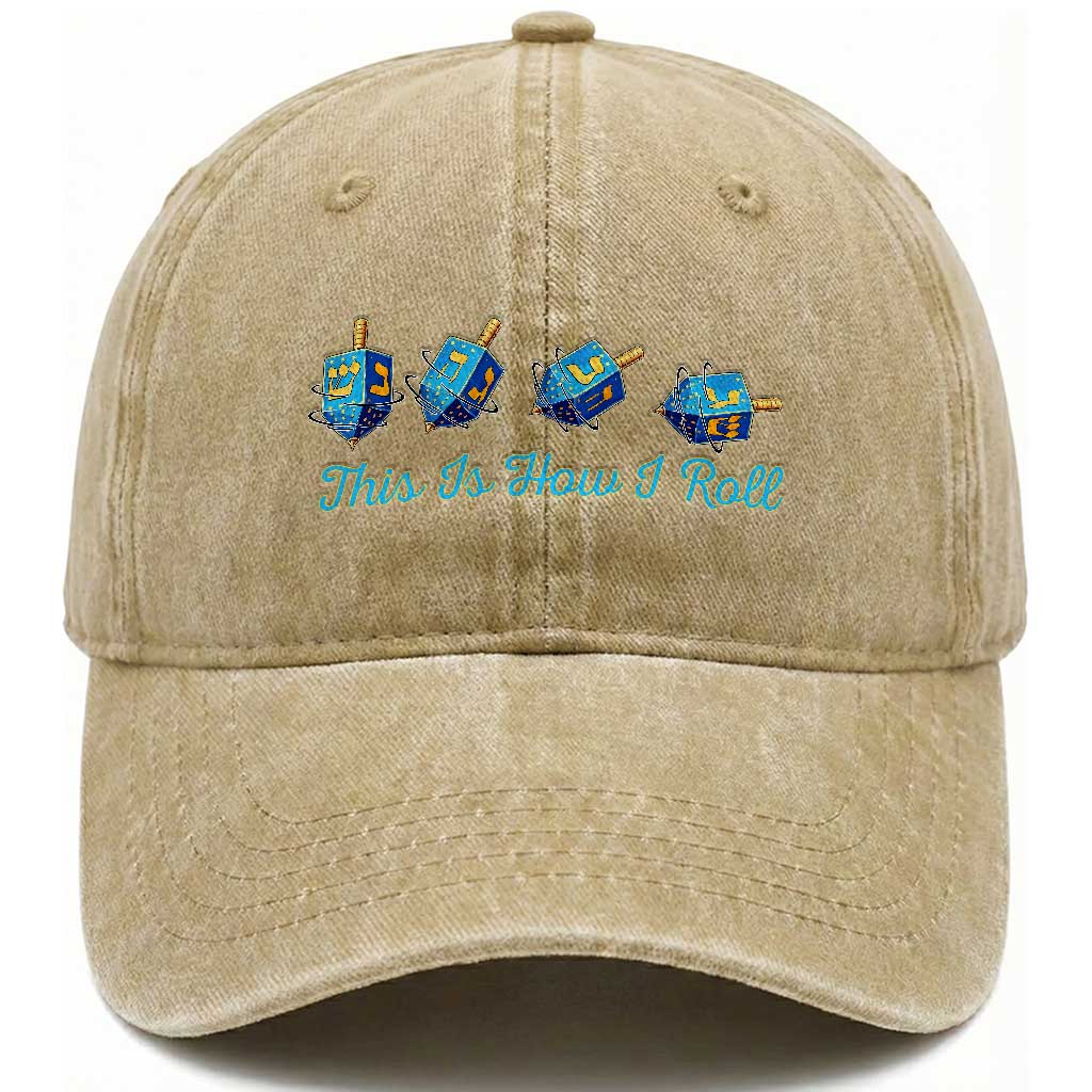 Hanukkah Dreidel Washed Cotton Baseball Cap This Is How I Roll Jewish Holiday Gift