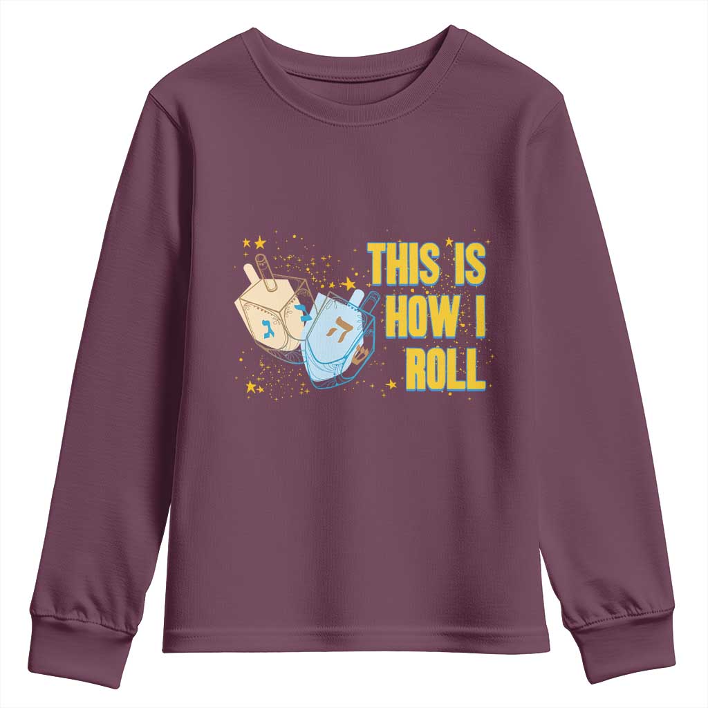 This Is How I Roll Youth Sweatshirt Jewish Holiday Dreidel Gift - Wonder Print Shop
