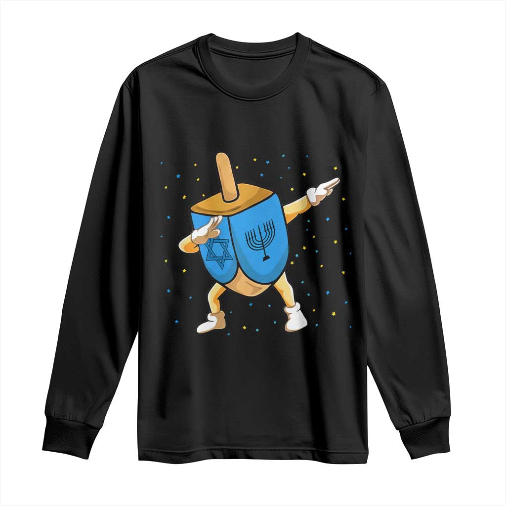 Funny Hanukkah Dreidel Dabbing Holiday Gift Long Sleeve Shirt - Wonder Print Shop