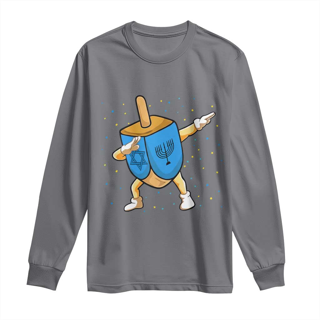 Funny Hanukkah Dreidel Dabbing Holiday Gift Long Sleeve Shirt - Wonder Print Shop