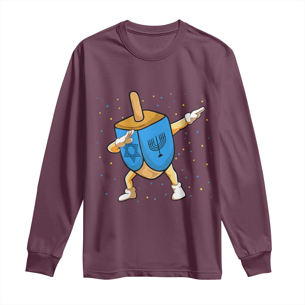 Funny Hanukkah Dreidel Dabbing Holiday Gift Long Sleeve Shirt - Wonder Print Shop