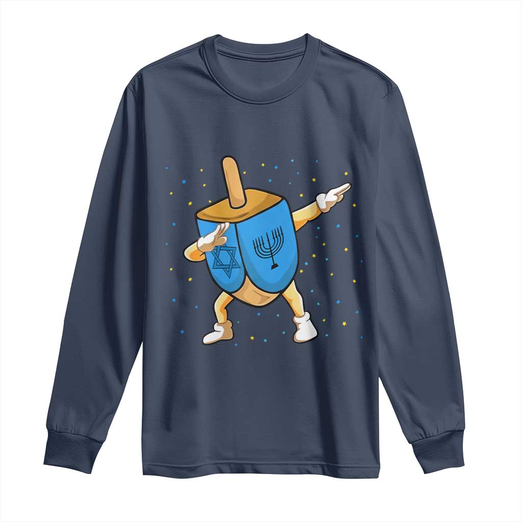 Funny Hanukkah Dreidel Dabbing Holiday Gift Long Sleeve Shirt - Wonder Print Shop
