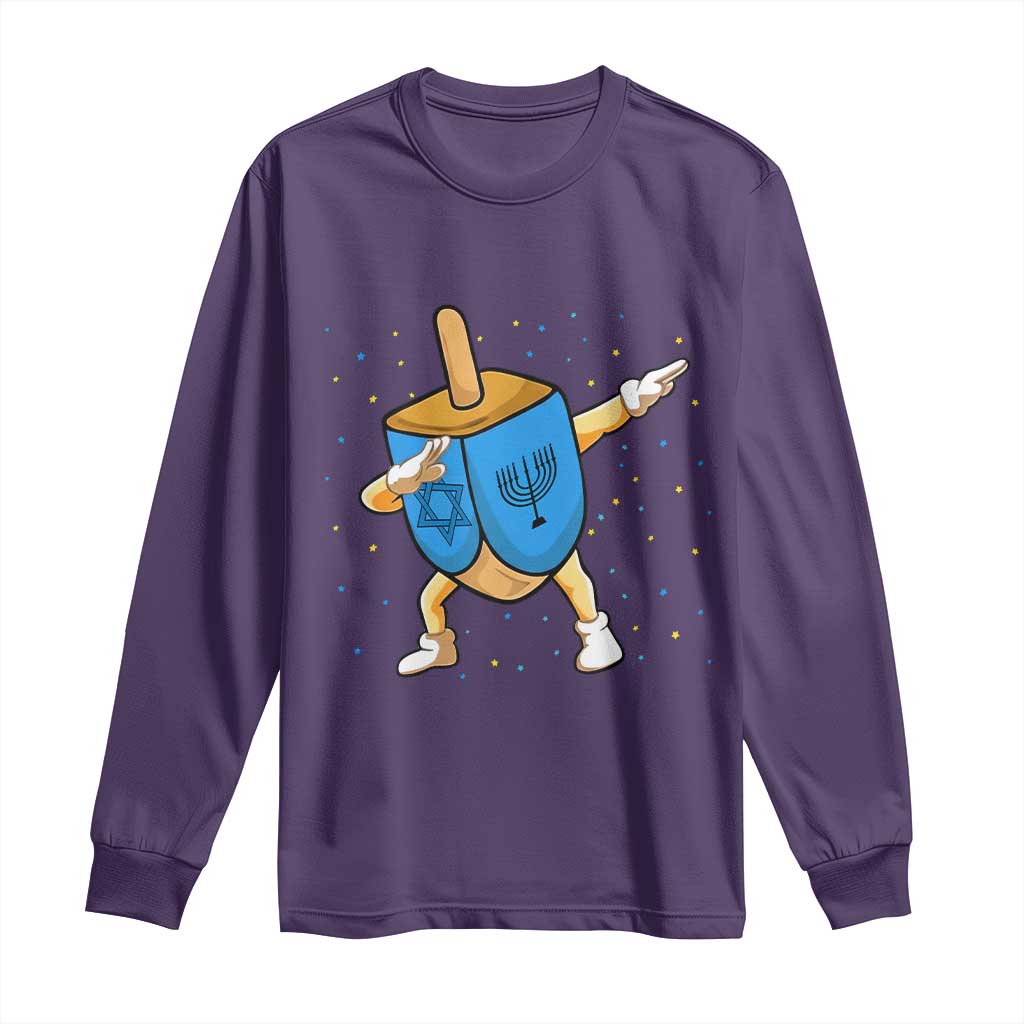 Funny Hanukkah Dreidel Dabbing Holiday Gift Long Sleeve Shirt - Wonder Print Shop