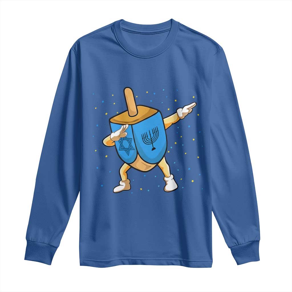 Funny Hanukkah Dreidel Dabbing Holiday Gift Long Sleeve Shirt - Wonder Print Shop