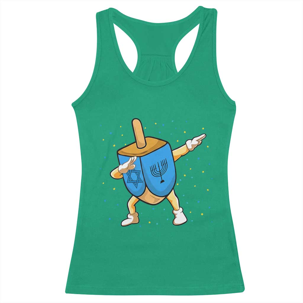 Funny Hanukkah Dreidel Dabbing Holiday Gift Racerback Tank Top - Wonder Print Shop