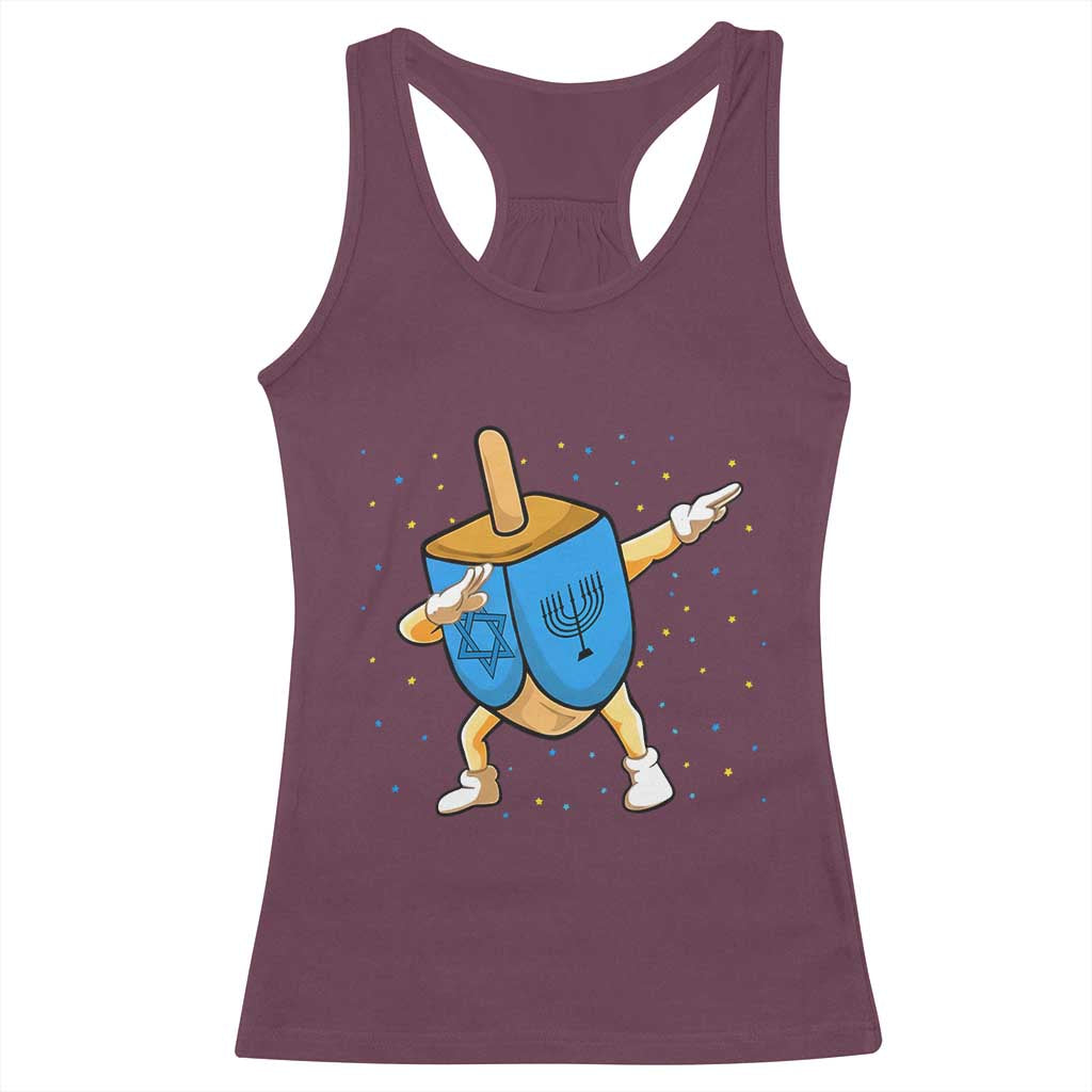 Funny Hanukkah Dreidel Dabbing Holiday Gift Racerback Tank Top - Wonder Print Shop