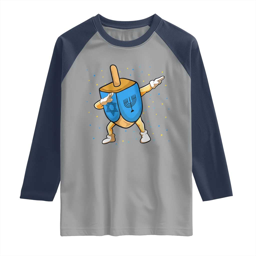 Funny Hanukkah Dreidel Dabbing Holiday Gift Raglan Shirt - Wonder Print Shop