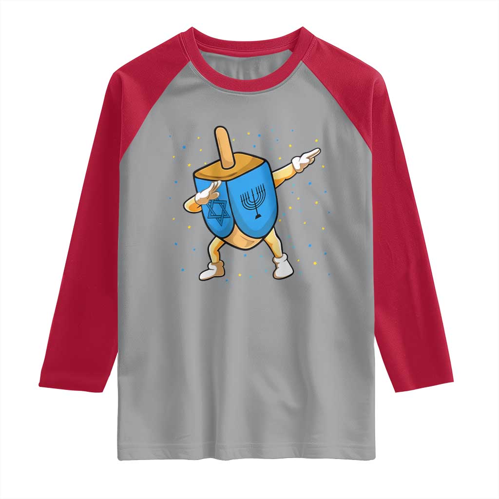 Funny Hanukkah Dreidel Dabbing Holiday Gift Raglan Shirt - Wonder Print Shop