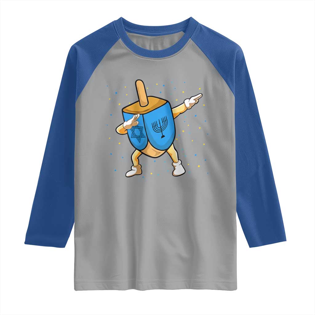 Funny Hanukkah Dreidel Dabbing Holiday Gift Raglan Shirt - Wonder Print Shop