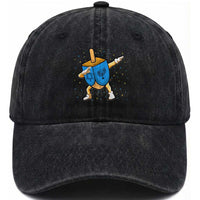 Funny Hanukkah Dreidel Dabbing Holiday Gift Washed Cotton Baseball Cap