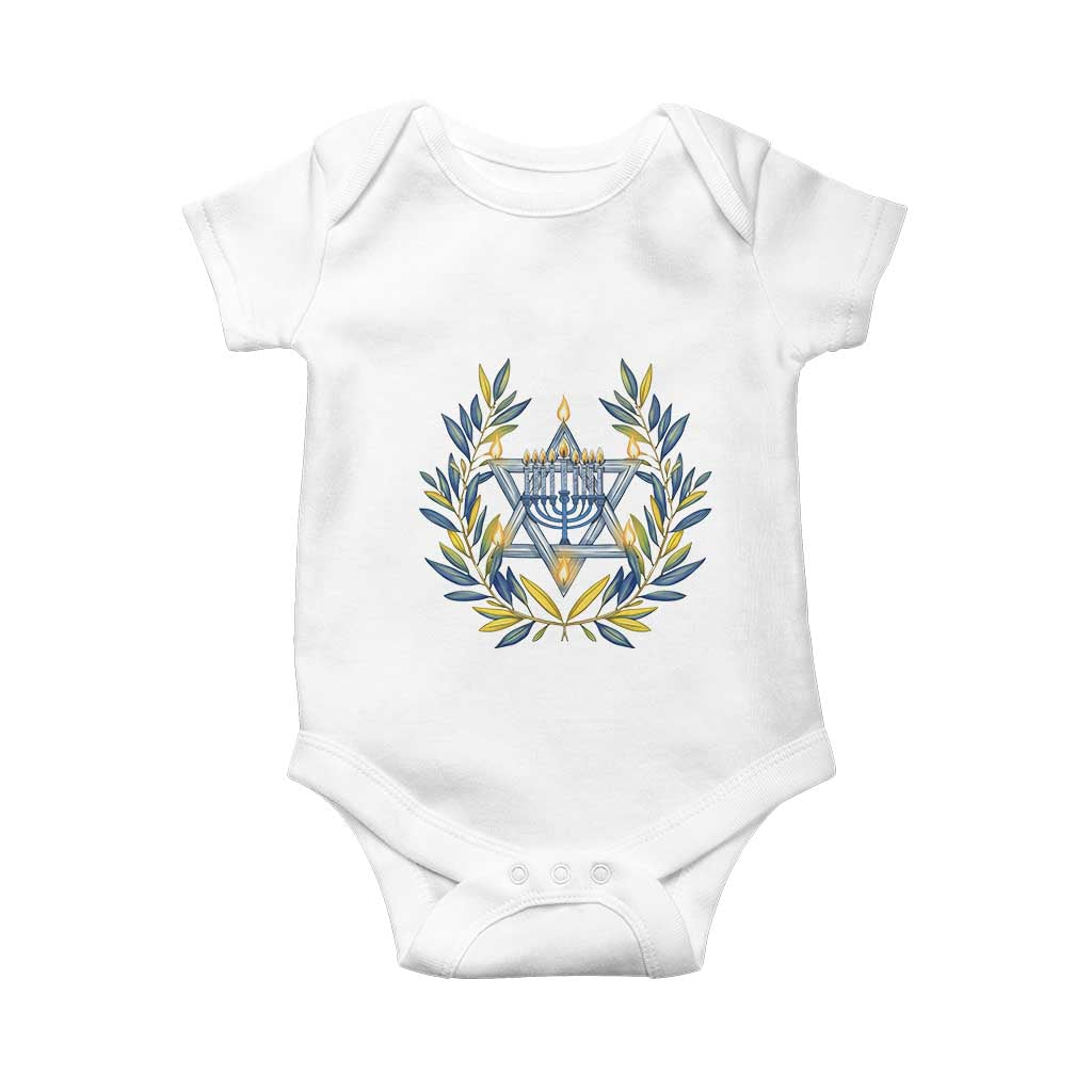 Hanukkah Flower Menorah Star Of David Baby Onesie Gift For Women - Wonder Print Shop