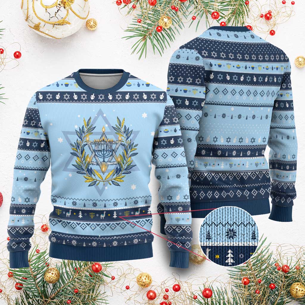 Chanukkah Flower Menorah Star Of David Hanukkah Ugly Sweater Gift For Women - Wonder Print Shop