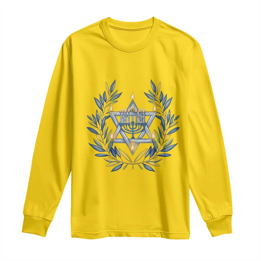 Hanukkah Flower Menorah Star Of David Long Sleeve Shirt Gift For Women - Wonder Print Shop
